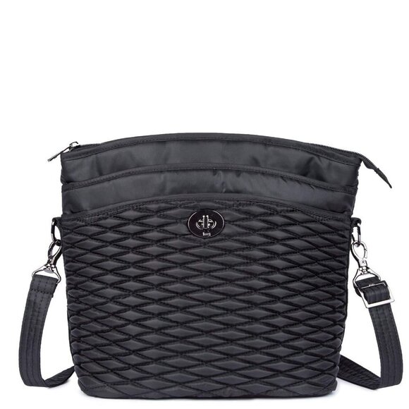 Lug Handbags - LUG Adagio Crossbody / Shoulder Bag with Bubble Quilting - Midnight Black